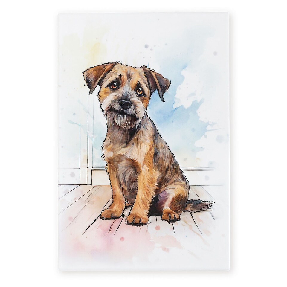image 1 of Arora Ceramic Border Terrier Wall Watercolour Tile Plaque 30 x 20 cm