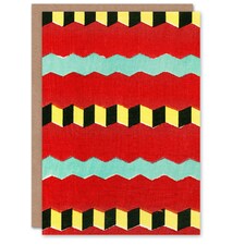 Furuya Korin Japanese Art Card Shima Zigzag Textile Patterns