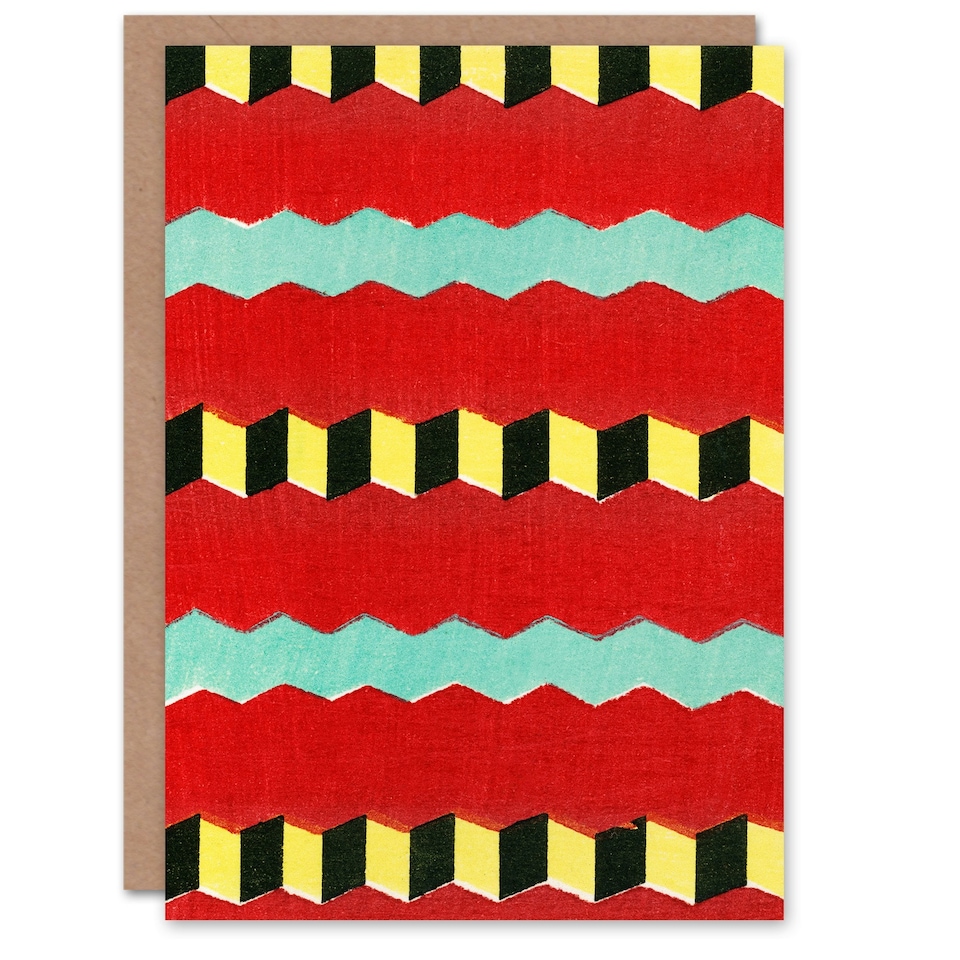 image 1 of Furuya Korin Japanese Art Card Shima Zigzag Textile Patterns