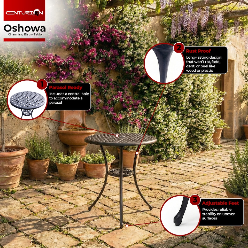 image 1 of Centurion Supports OSHOWA Black Garden and Patio Cast Aluminium Bistro Table | Black