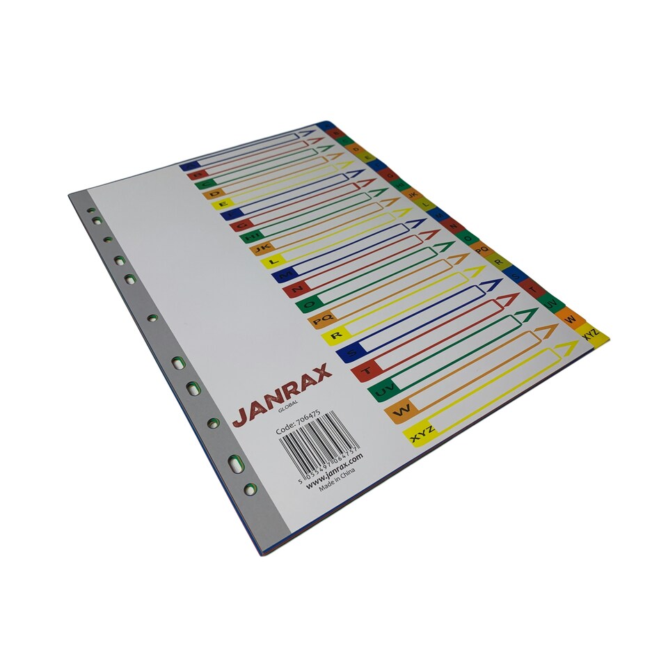 image 1 of A4 A-Z 20 Part Polypropylene Dividers with Reinforced Index Cover