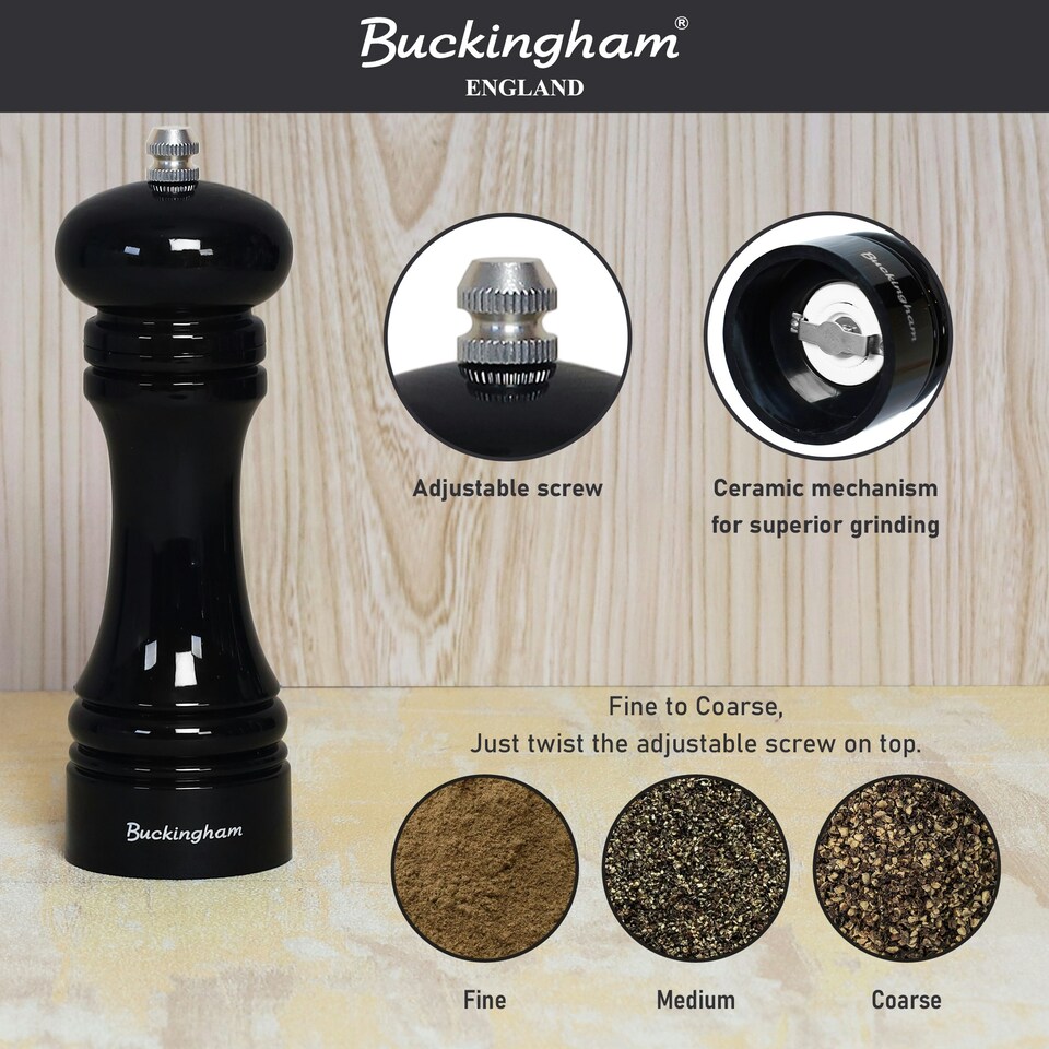 image 1 of Buckingham Black ABS Plastic Classic Salt / Pepper Mill
