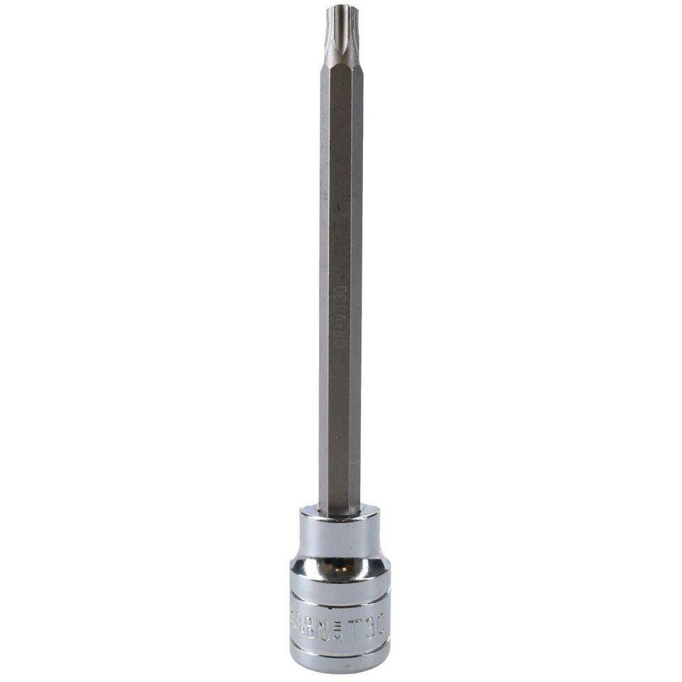 image 1 of T30 3/8" Drive Extra Long 110mm Tamperproof Tamper Torx Star Security Bit Socket