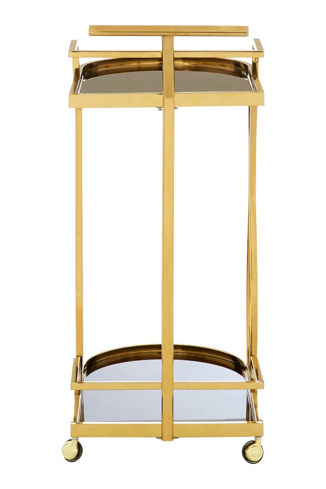 image 1 of Orsina Durable 2 Tier Gold And Wavy Design Trolley, Elegant Design Storage Trolley, Versatile Kitchen Trolley