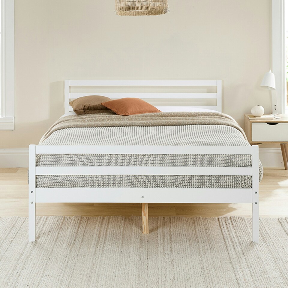 image 1 of Alpine Bed Frame in White, size King