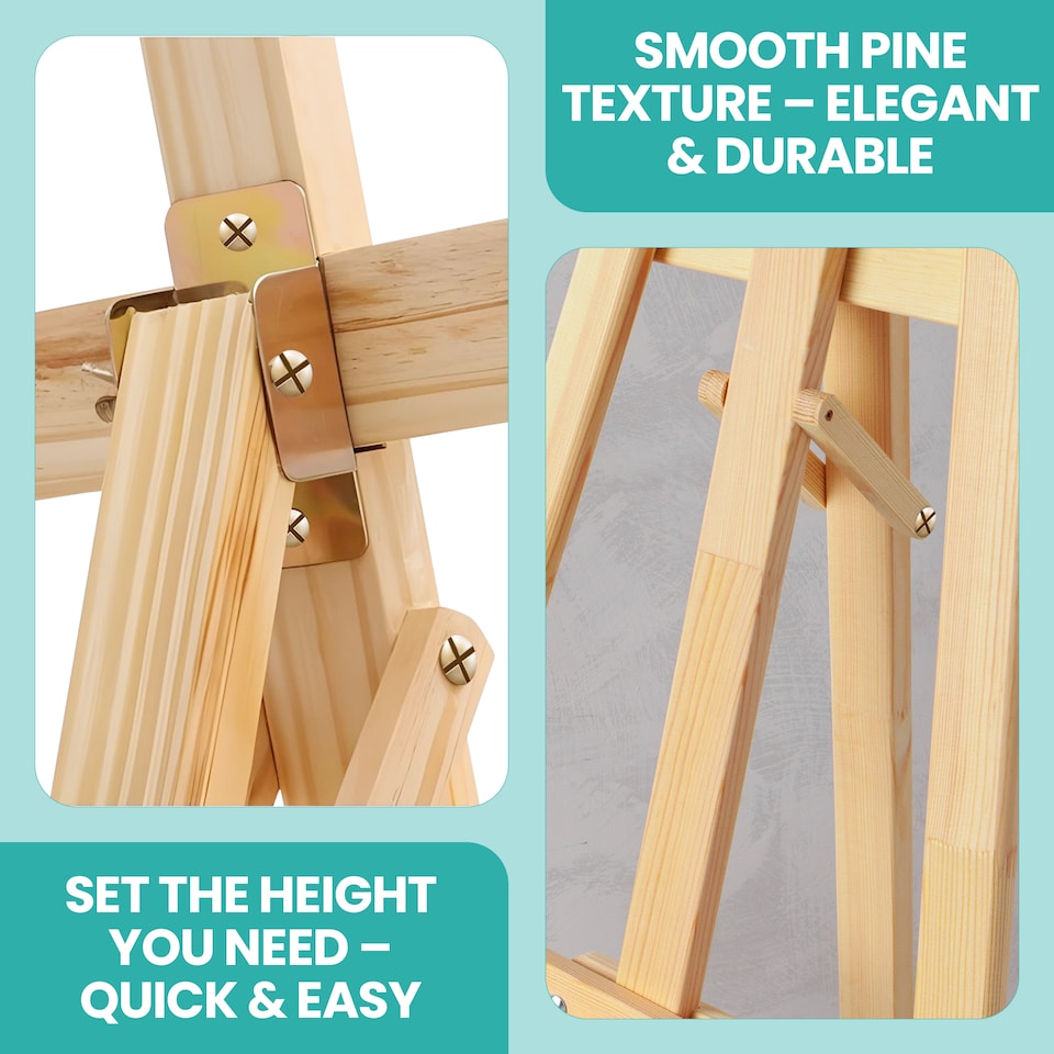 image 1 of 1.7m Adjustable A-Frame Studio Easel, Natural Pine Wood Folding Stand