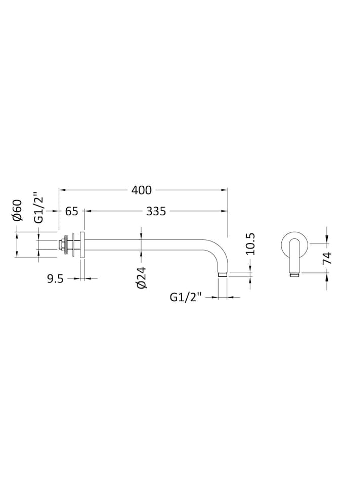 image 1 of Balterley Round Wall Mount Shower Arm | Silver | Chrome | 1