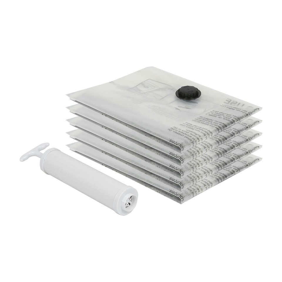 image 1 of Harbour Housewares Vacuum Storage Bags with Hand Pump - Large (60 x 80cm) - Grey - Pack of 5 Grey