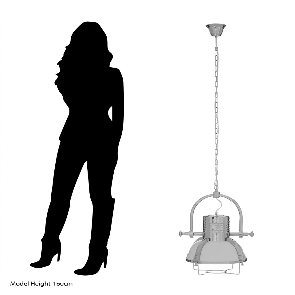 image 1 of Interiors by Premier Industrial Chrome Pendant Light, Impact Design with Industrial Appeal, Ceiling Light with Chrome Finish Shade