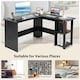 image 6 of COSTWAY L-Shaped Corner Computer Desk Writing Desk Workstation Black