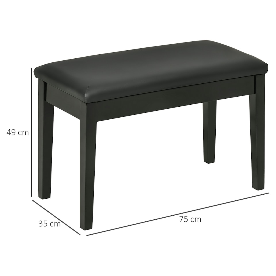 image 1 of HOMCOM Classic Piano Bench Stool, PU Leather Padded Keyboard Seat Black