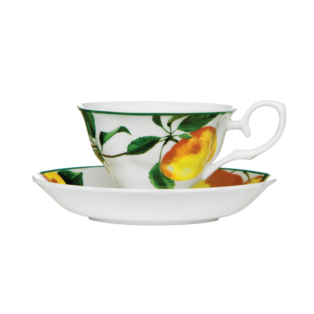 Orsina Elegant Design Apple Cup & Saucer, Durable Cup & Saucer, Bone China Small Cup & Saucer For Bedroom
