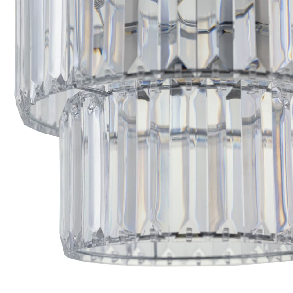 image 1 of Clint - Clear Acrylic Crystal Two Tier Easy Fit Pendant Shade | Clear | Chrome | Medium | 1