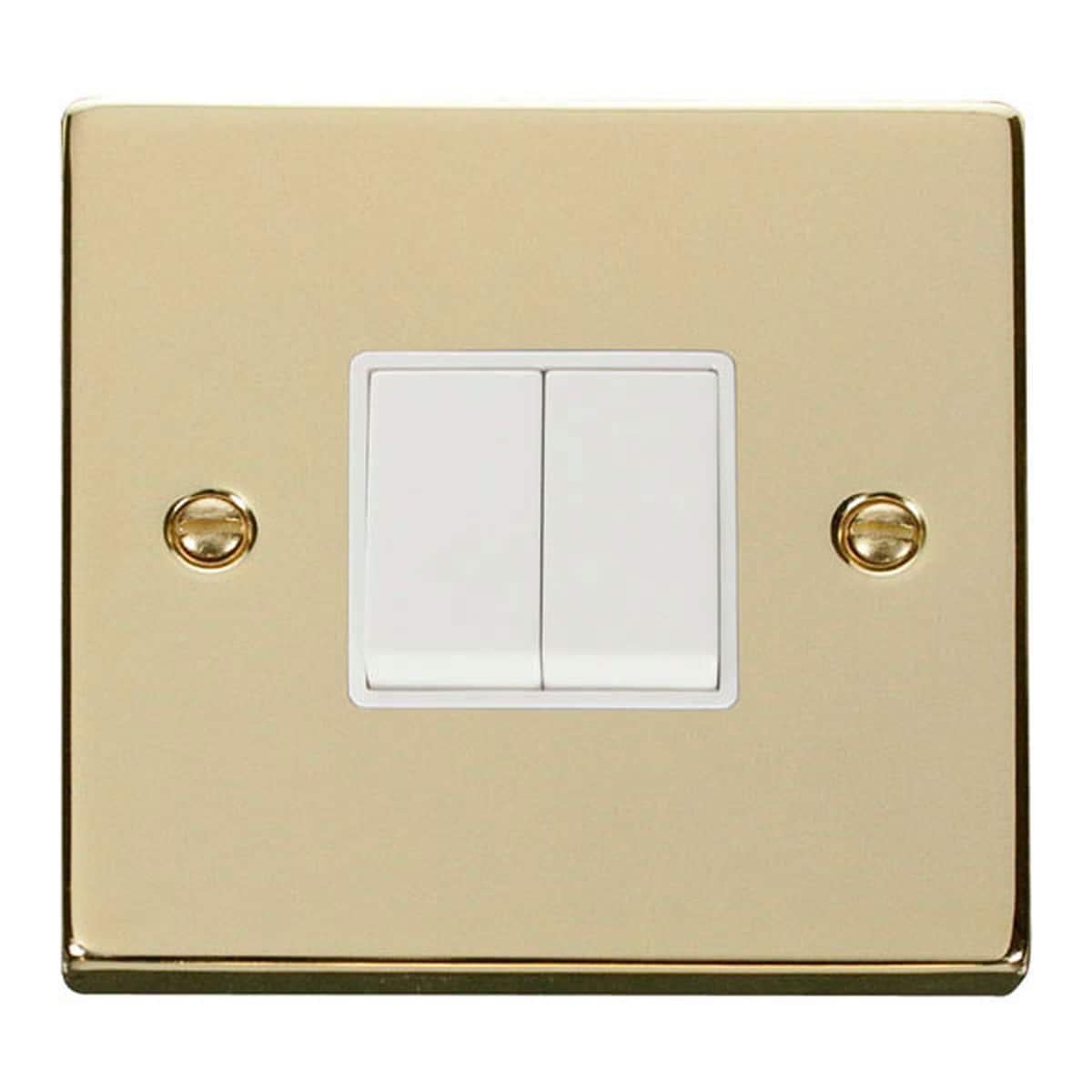 SE HOME Polished Brass 10A 2 Gang 2 Way Light Switch Gold Polished Brass