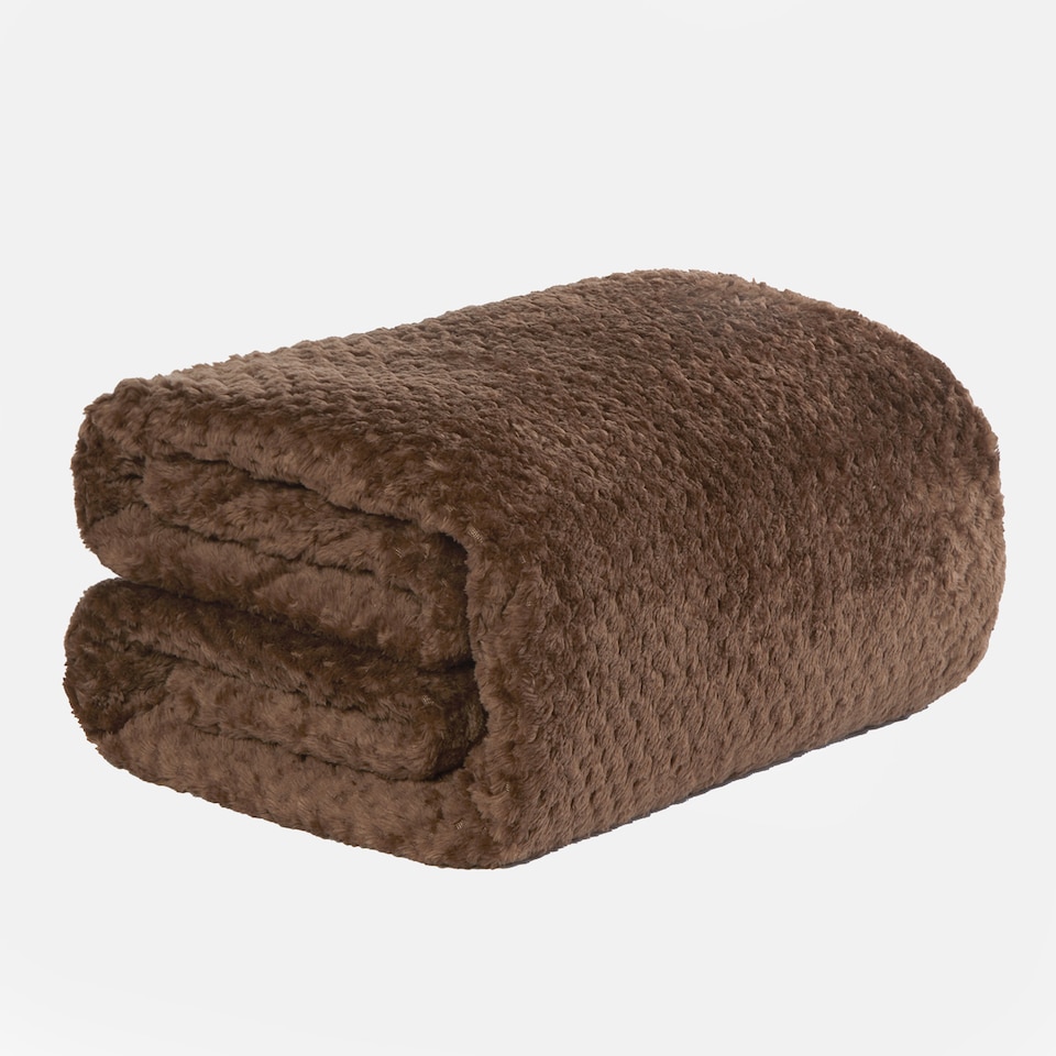 image 1 of OHS Soft Faux Fur Waffle Throw Blanket