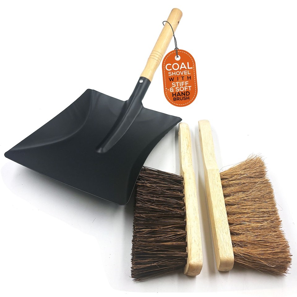 image 1 of Heavy Duty Brush and Shovel Set with Soft and Stiff Hand Brushes