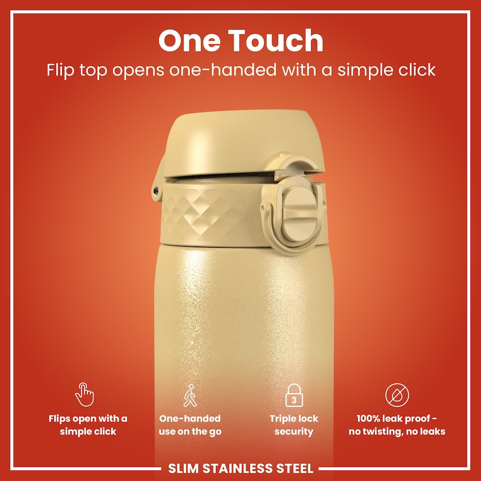 image 1 of Leak Proof Slim Water Bottle, Stainless Steel, 600ml (20oz) | Yellow | Desert | One Size
