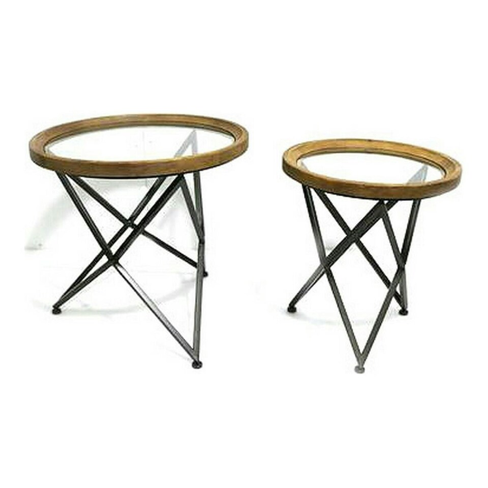 Set of 2 tables DKD Home Decor Black Natural 65 x 65 x 63 cm N/A