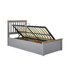 Francis Grey Wooden Ottoman Bed And Majestic 1000 Pocket Sprung Mattress Single N/A