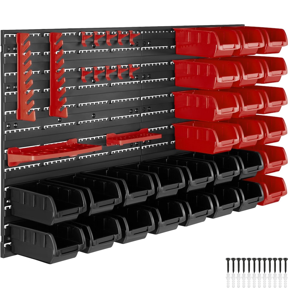 image 1 of Small parts organiser with 28 stacking boxes and tool holders | Black | black | 17 x 96 x 54 cm | 1