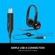image 3 of Logitech H390 Wired Headset - Black