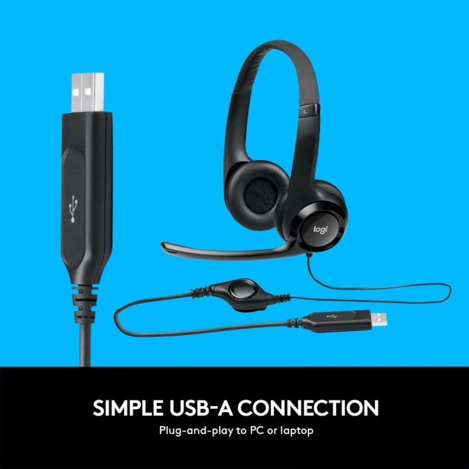 image 1 of Logitech H390 Wired Headset - Black