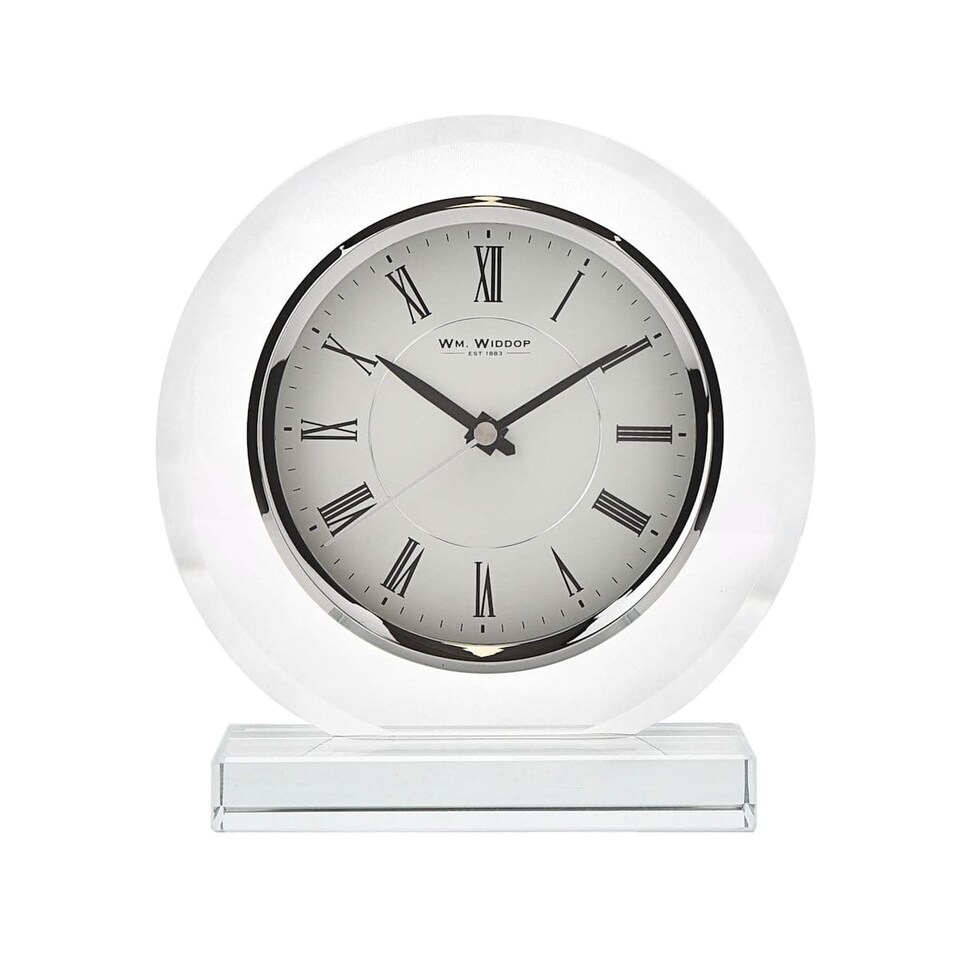 image 1 of Widdop Gifts Round Glass Mantel Clock