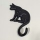 image 2 of Homescapes Cast Iron Cat Coat Hook Black | One Size