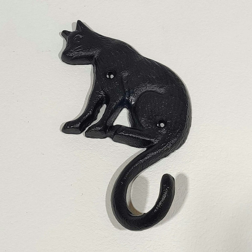 image 1 of Homescapes Cast Iron Cat Coat Hook Black | One Size