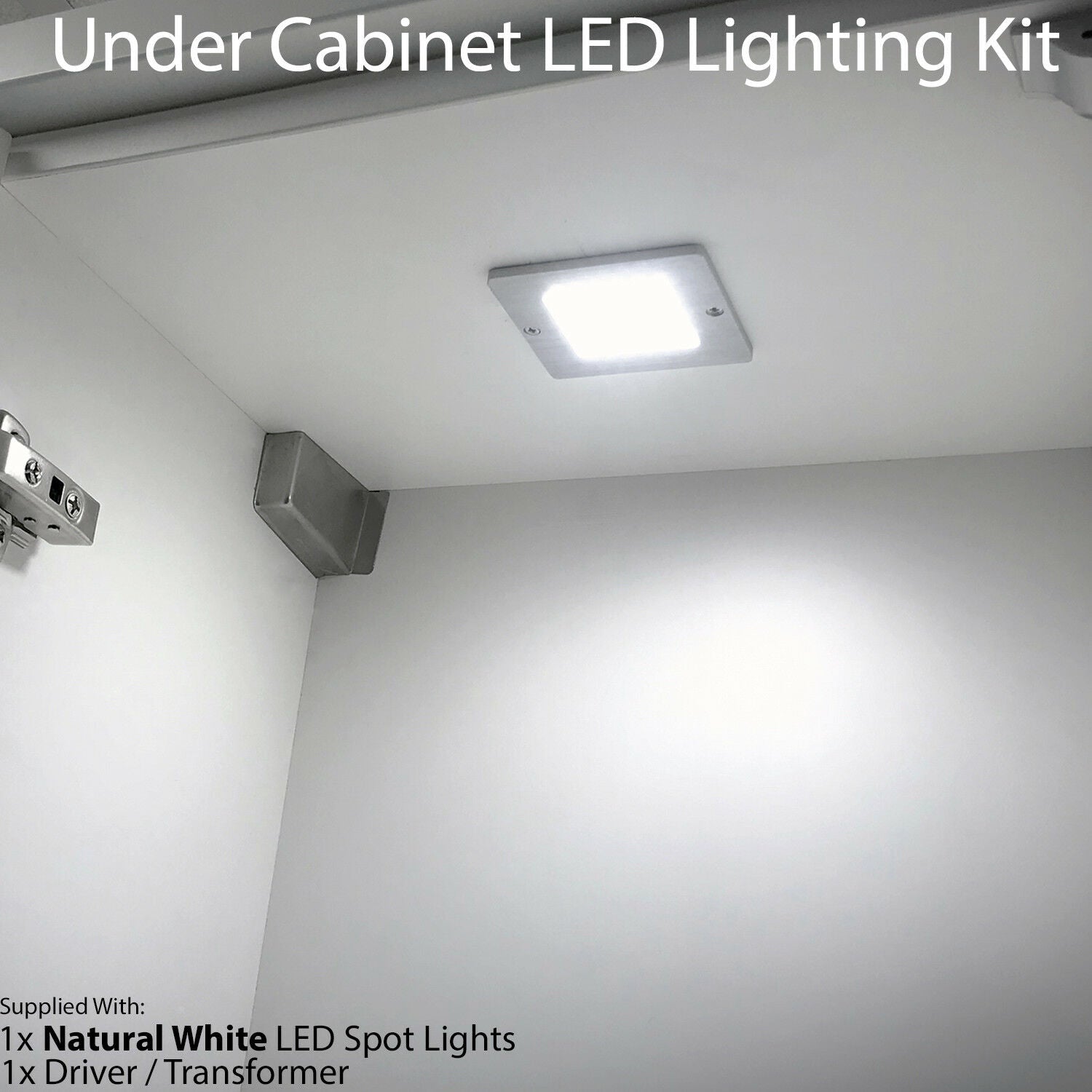 Premium Aluminium Ultra-Slim Square Under Cabinet Kitchen Light with Driver Kit - Natural White LED