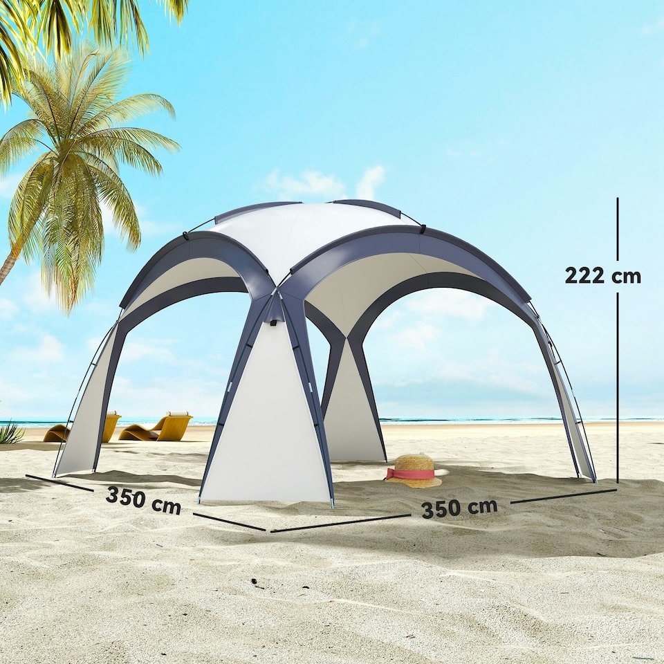 image 1 of Outsunny Outdoor Gazebo Event Dome Shelter Party Tent for Garden Cream and Blue