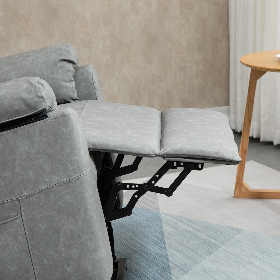 image 1 of HOMCOM Power Lift Recliner Chair, Electric Lift Chair for Elderly, Overstuffed Faux Leather Riser and Reclining Armchair with Remote Control, Side Pockets, for Living Room, Grey | Grey | Grey