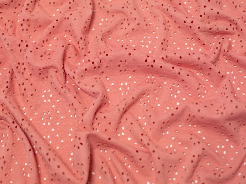 Minerva Core Range Pink Embroidered Cotton Jersey Stretch Knit Fabric for Dressmaking, 150cm / 59" Wide - per metre