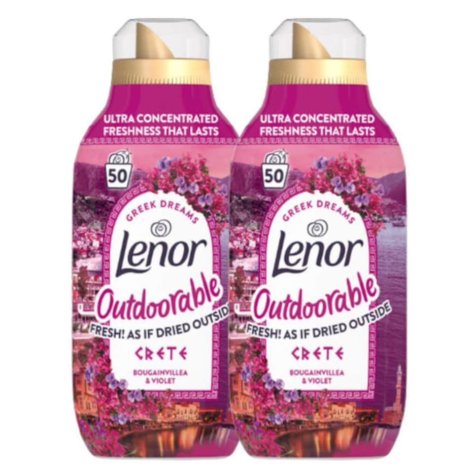 Lenor | Outdoorable Crete Bougainvillea and Violet Fabric Conditioner 50 Wash | 50 Wash x 2 Bottles | 3100ml