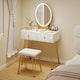 image 2 of HOMCOM Dressing Table with LED Mirror and Cushioned Stool, Vanity Desk with Acrylic Lipstick Holder and 2 Drawers, Makeup Table for Bedroom, White