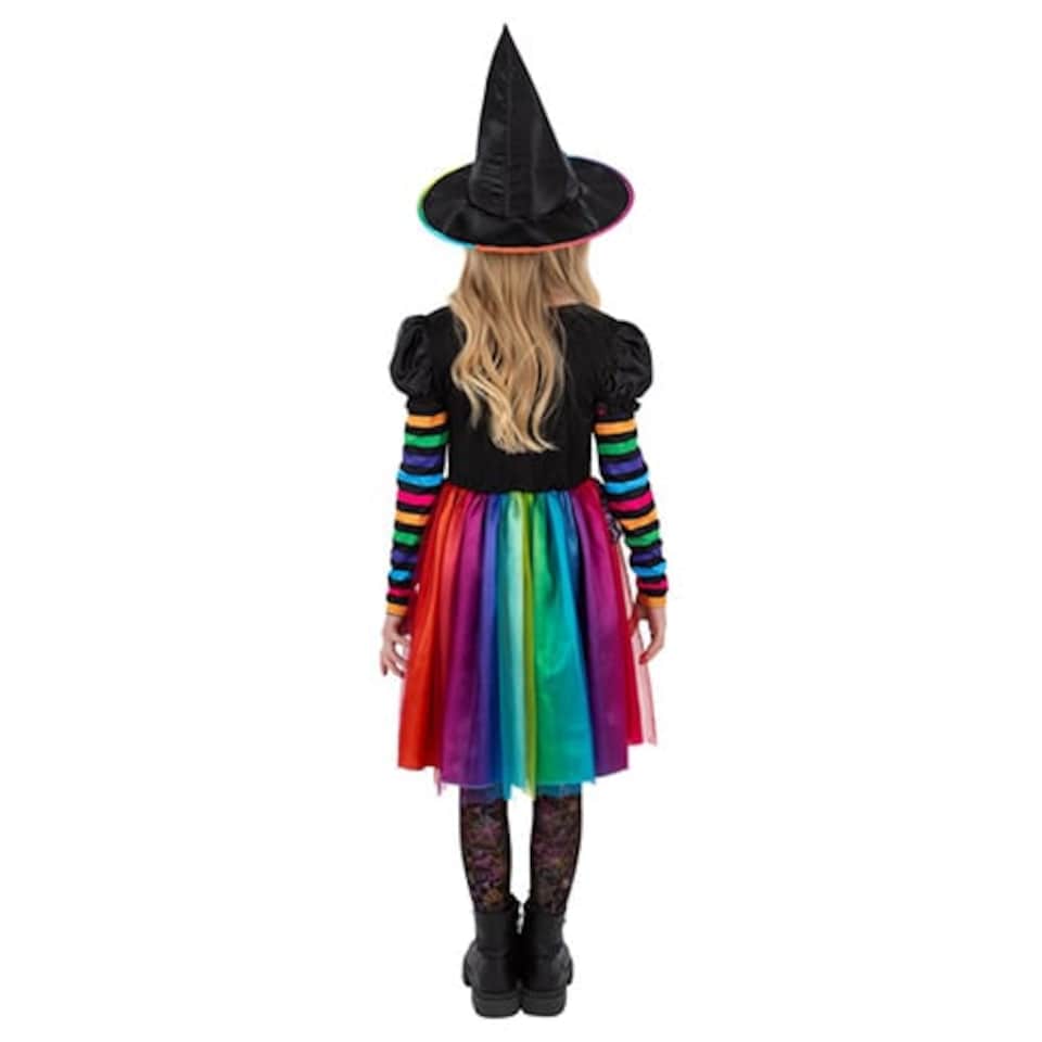 image 1 of Rainbow Witch Girls Fancy Dress Costume Kids Medium - Age 7-9