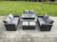image 1 of Fimous Outdoor Lounge Sofa Set Wicker PE Rattan Garden Furniture Set with Rectangular Dining Table 2 Seat Sofa 2 Small Footstools Dark Grey Mixed