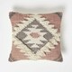 image 1 of Homescapes Pali Handwoven Traditional Kilim Cushion - 45 x 45 cm | Pink | Pink, White | 1