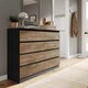 image 3 of Minimalist Chest of 8 Drawers - 88.3x120x35cm | Black | Black & Oak | 1