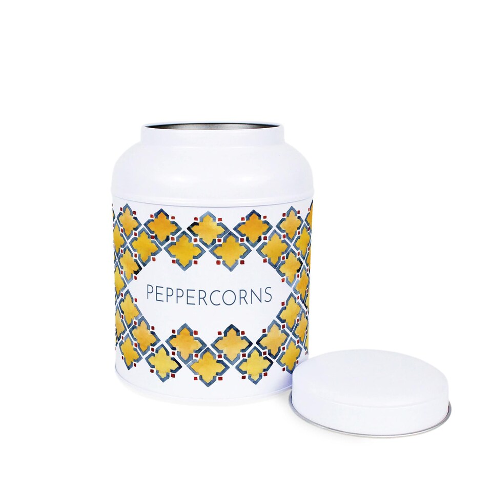 image 1 of Portuguese Tile Salt & Peppercorn Canisters - Small Kitchen Seasoning Jars
