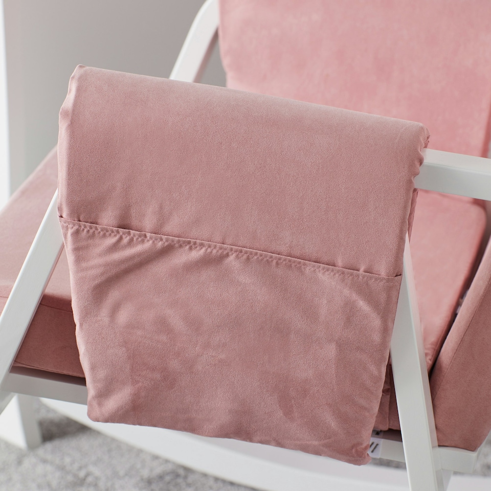 image 1 of Dursley Rocking Chair & Stool - Comfortable Rocking Chair With Padded Support, Suedette Fabric With Side Pockets & Compact Design (Blush Pink)