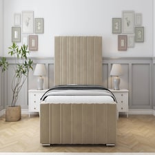 Sloomy Radcliffe Almond Coniston Bed Frame With Mattress With 50" Upholstered Headboard 5' King
