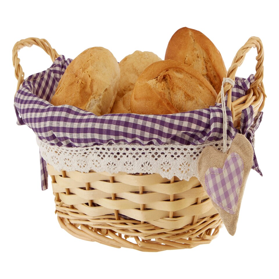 image 1 of Purple Gingham Lining Oval Willow Basket Purple