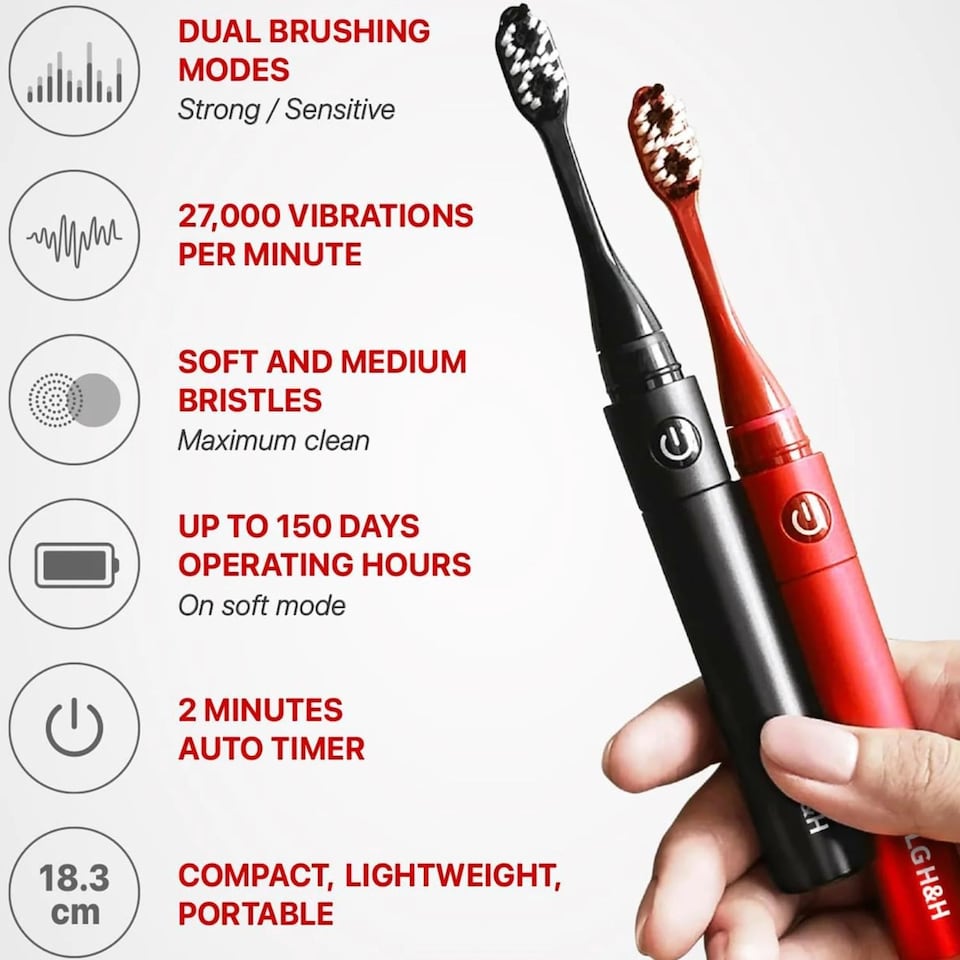 image 1 of LG Reach Dual Sonic Toothbrush includes 4 Toothbrush Heads 27000 VPM Red