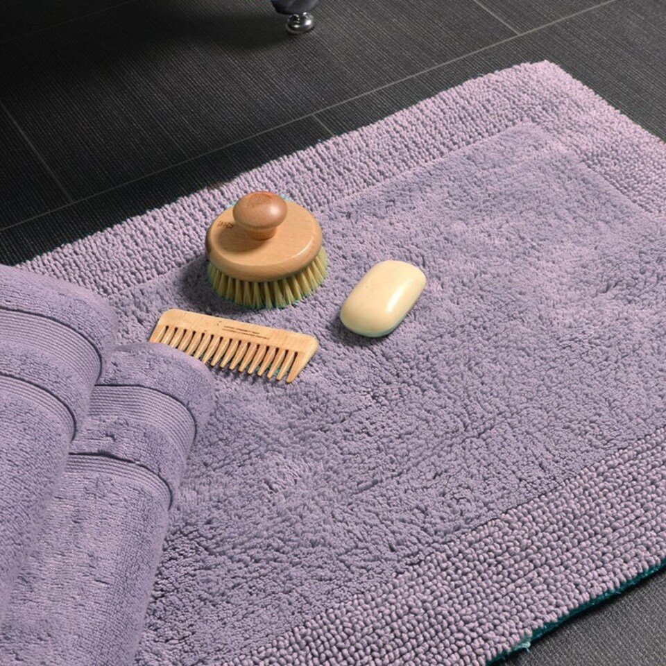 image 1 of Heavyweight Reversible Bath Mat Rug 53 x 85cm - Heather