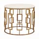 image 1 of Shalimar White Marble Top Side Table with Gold Finish Base Gold