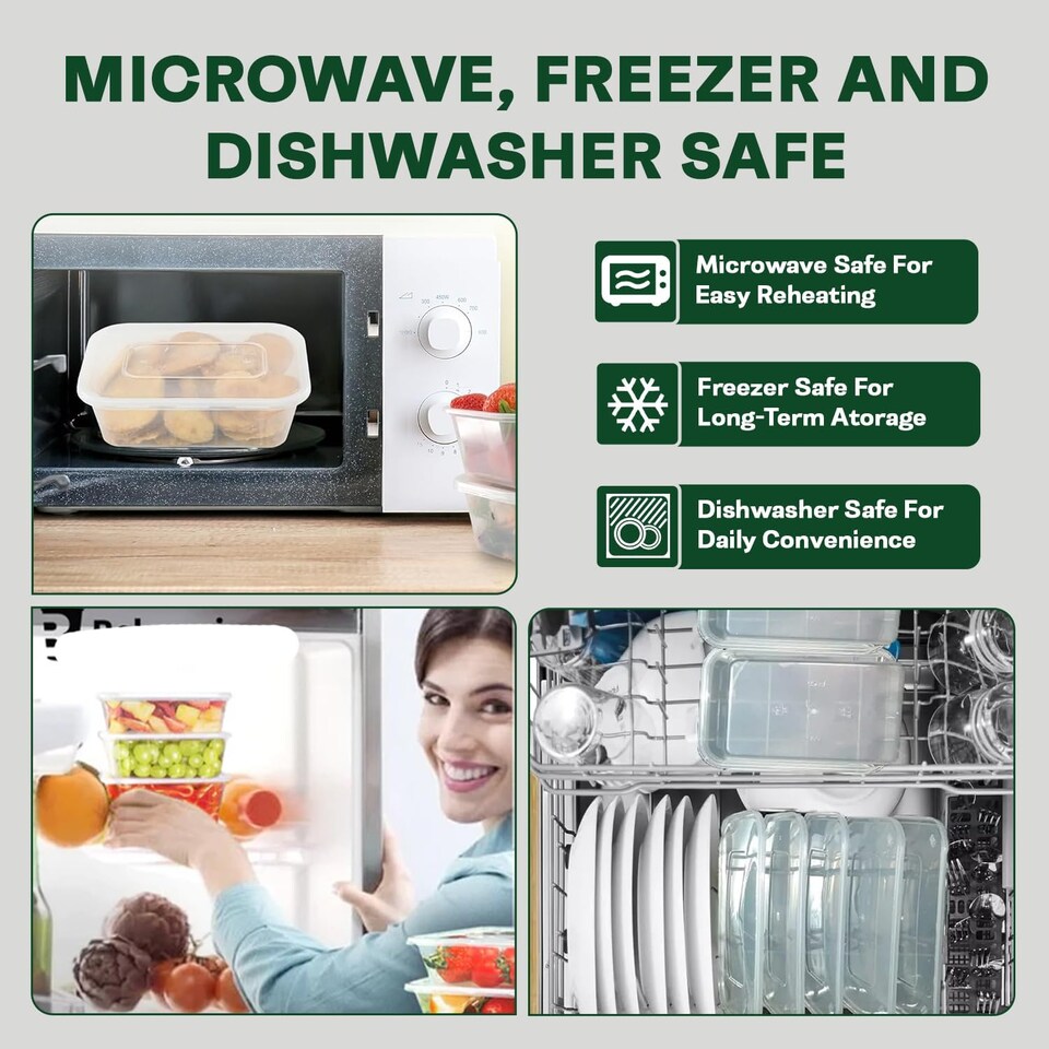 image 1 of ECONX 1000ml Plastic Food Storage Containers With Lids Microwave & Freezer Safe Takeaway Reusable Food Containers x 50pk