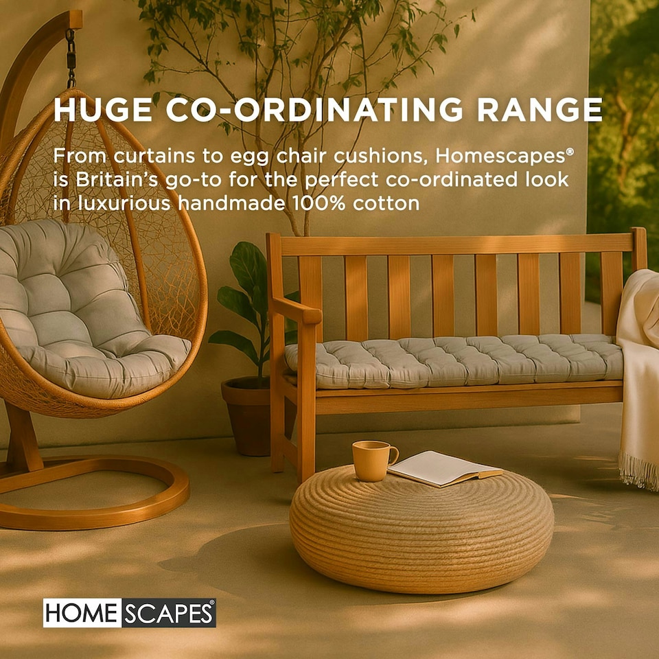 image 1 of Homescapes Garden Bench Cushion Luxury 3 Seater 100% Cotton Indoor Outdoor Seat Pad Grey | 143 x 48 cm