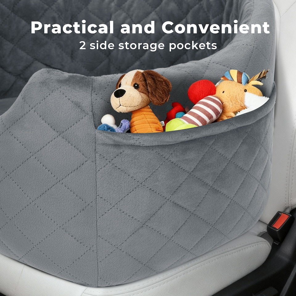 image 1 of Skylos Dog Booster Car Seat Safe Puppy Travel Carrier Bed Bag Basket Pet | Grey | Grey