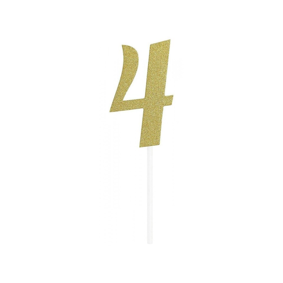 image 1 of Creative Party Four Number Cake Topper - Gold - One Size